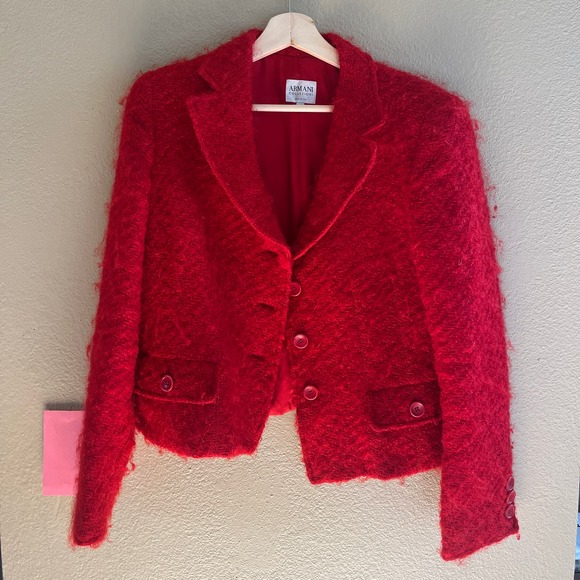 Armani Collezioni red bouncle Antinea blazer - Picture 2 of 9